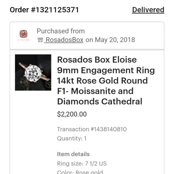 9mm cathedral 14kt rose gold engagement ring never worn - Picture 1 of 3